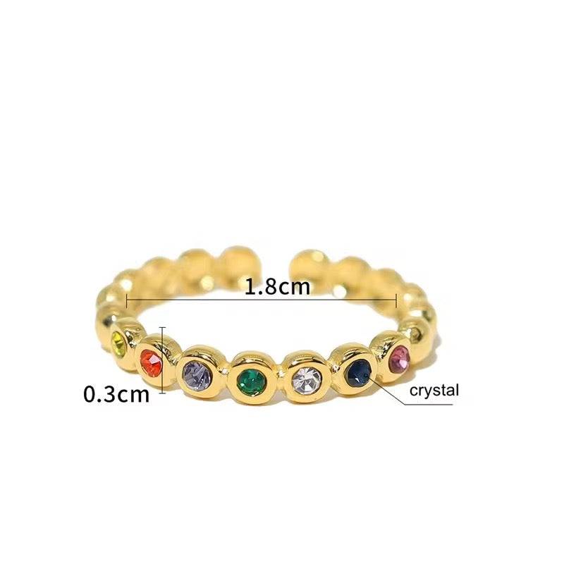 SJ 333 Zircon Dainty Ring Adjustable - 18k gold PVD plated stainless steel - Anti tarnish - Wholesale