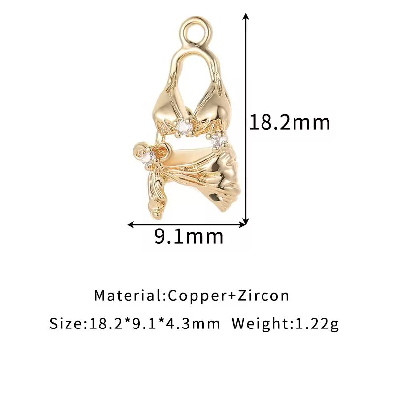 GPC13A Bikini zircon Charm 14k gold plated ( 1 pc ) Anti tarnish