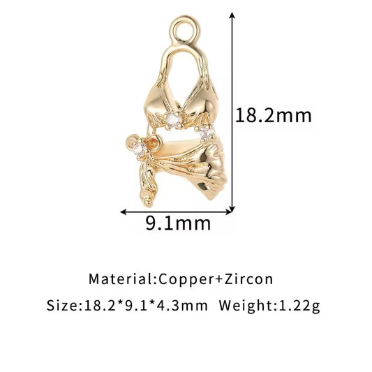 GPC13A Bikini zircon Charm 14k gold plated ( 1 pc ) Anti tarnish