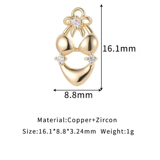 GPC12O Bikini zircon Charm 14k gold plated ( 1 pc ) Anti tarnish