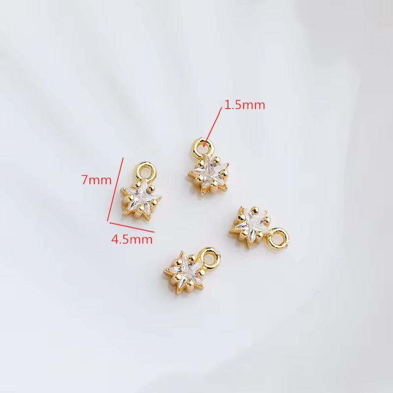 CZ 1353 Zircon star charm 14k gold plated ( 1 pc ) Anti tarnish