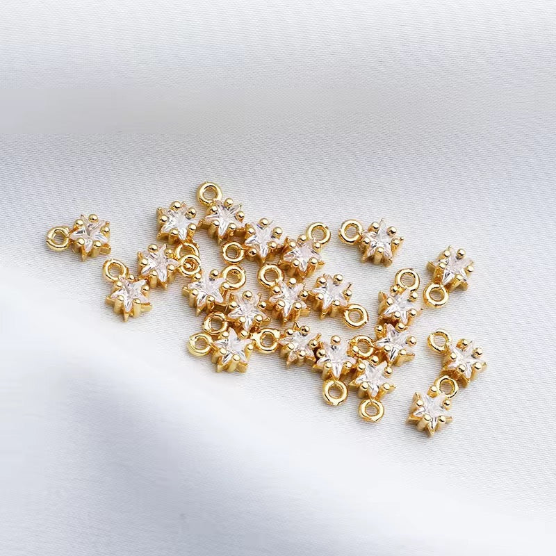CZ 1353 Zircon star charm 14k gold plated ( 1 pc ) Anti tarnish