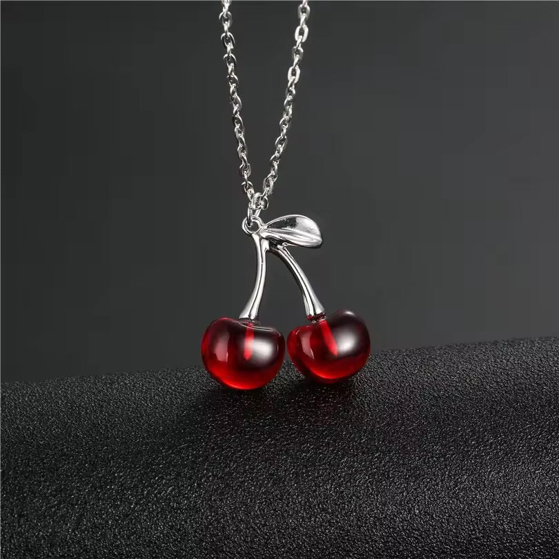 GB 1355 3D Cherry charm silver plated charm ( 1 pc ) - Anti Tarnish