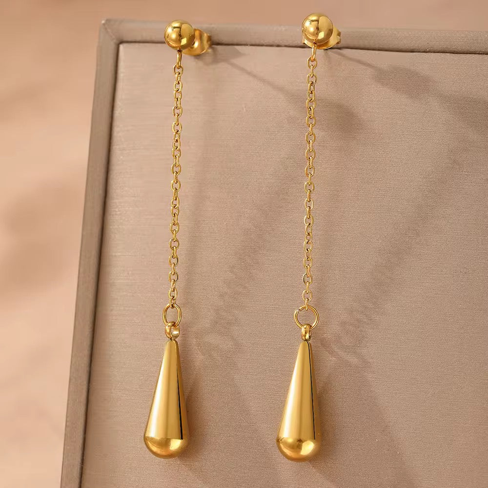 SJ 345 Drop stud Earrings - 18k gold plated stainless steel - Anti tarnish - Wholesale