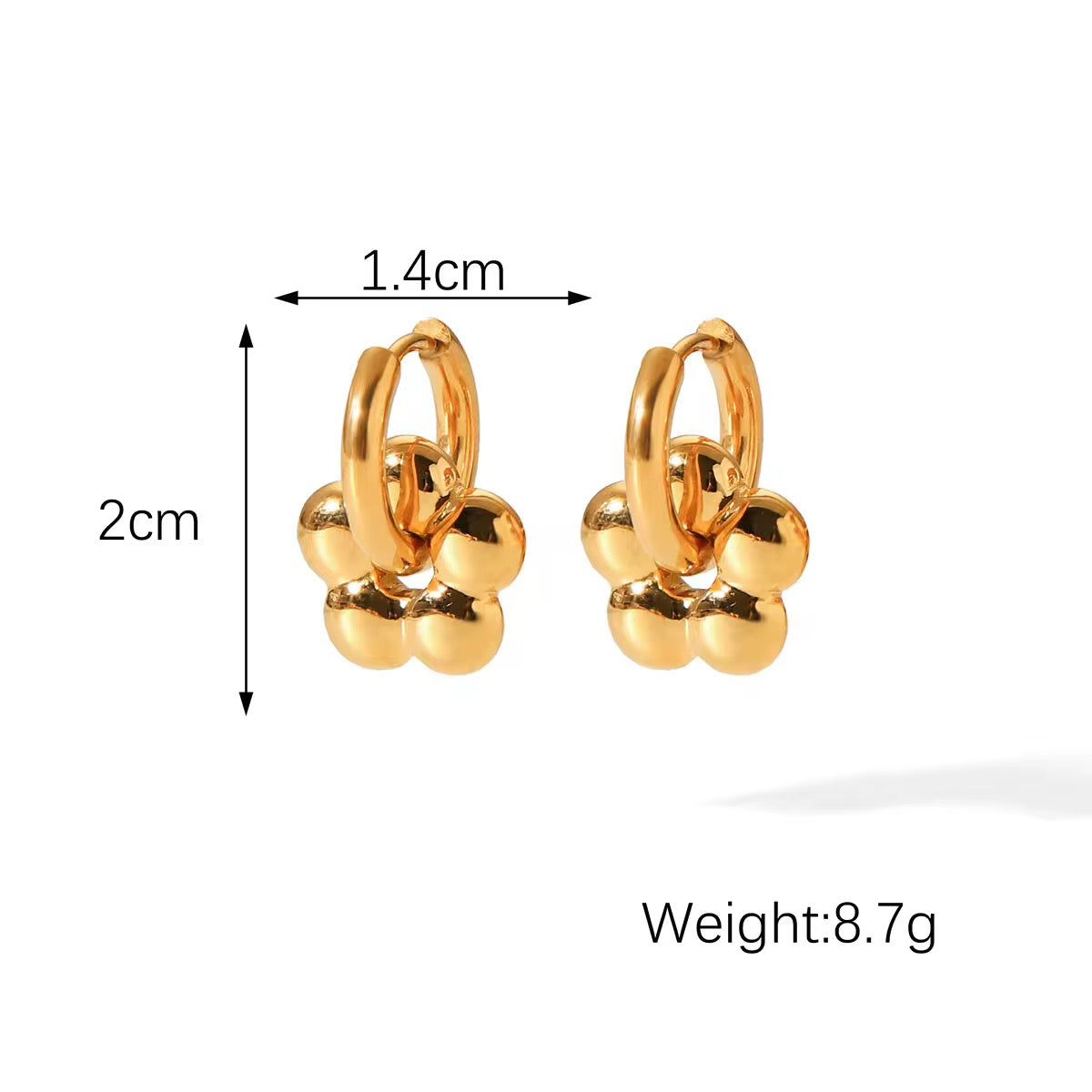 SJ 357 Flower Hoop Earrings - 18k gold plated stainless steel - Anti tarnish - Wholesale