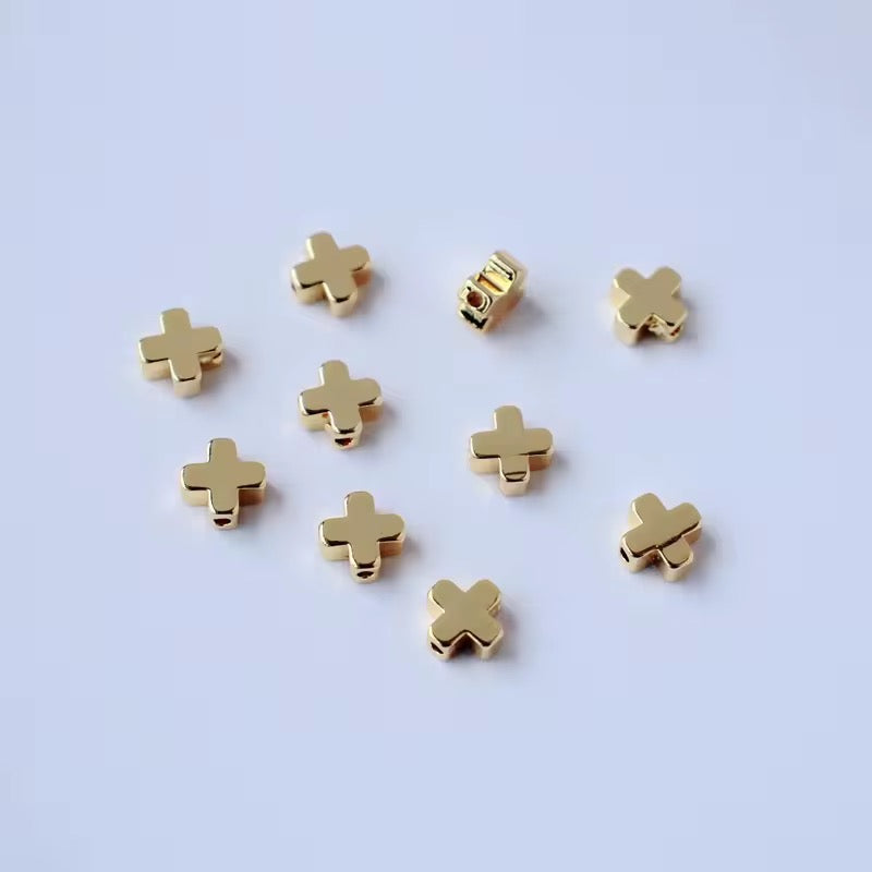 SS 1372 Cross Spacer bead 14K Gold plated ( 1 pc ) Anti tarnish ( 5*6 mm )