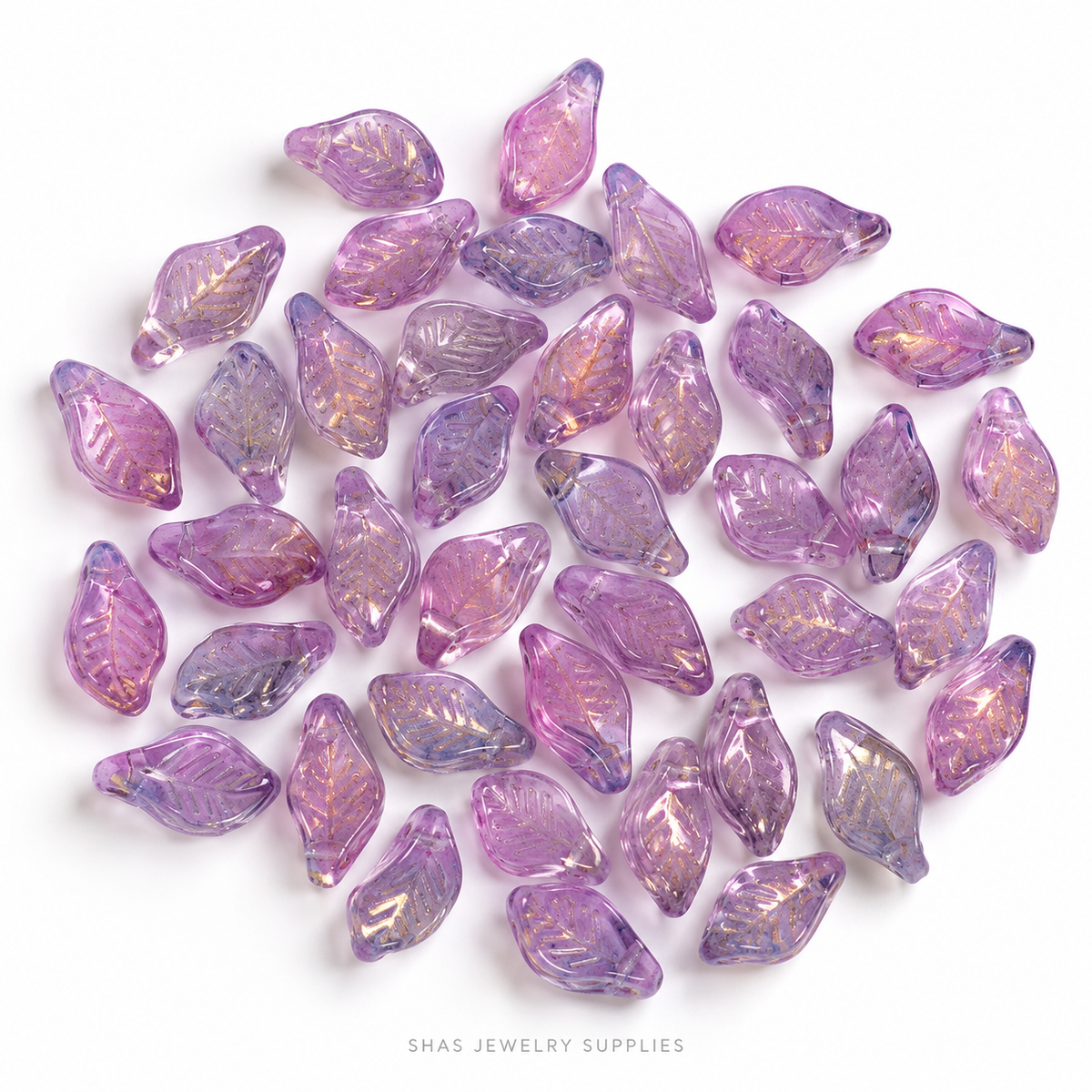 GB73 Tiny Leaf Glass Beads ( 1 pc ) Czech Bead