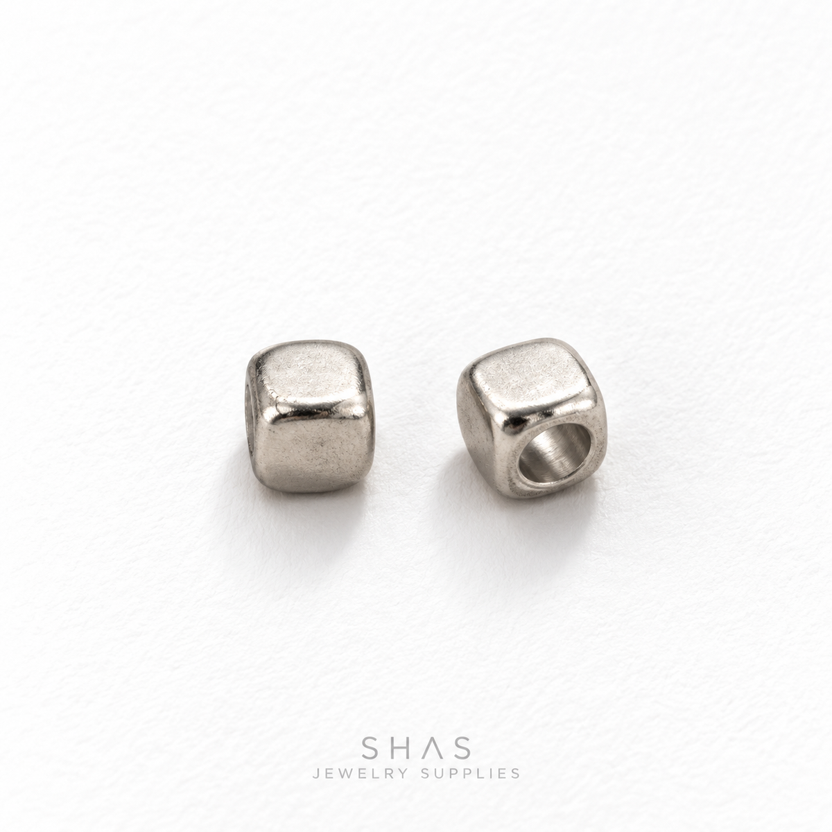 SSB36 Cube Spacer Bead Silver ( 1 pc ) PVD Plated