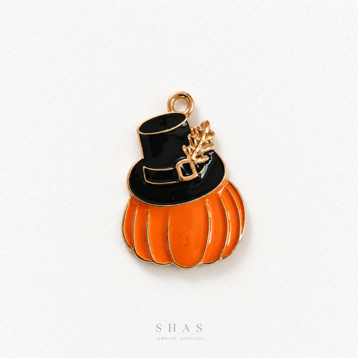 EC09N Pumpkin with Hat Enamel Charm ( 1 pc ) High Quality Shine