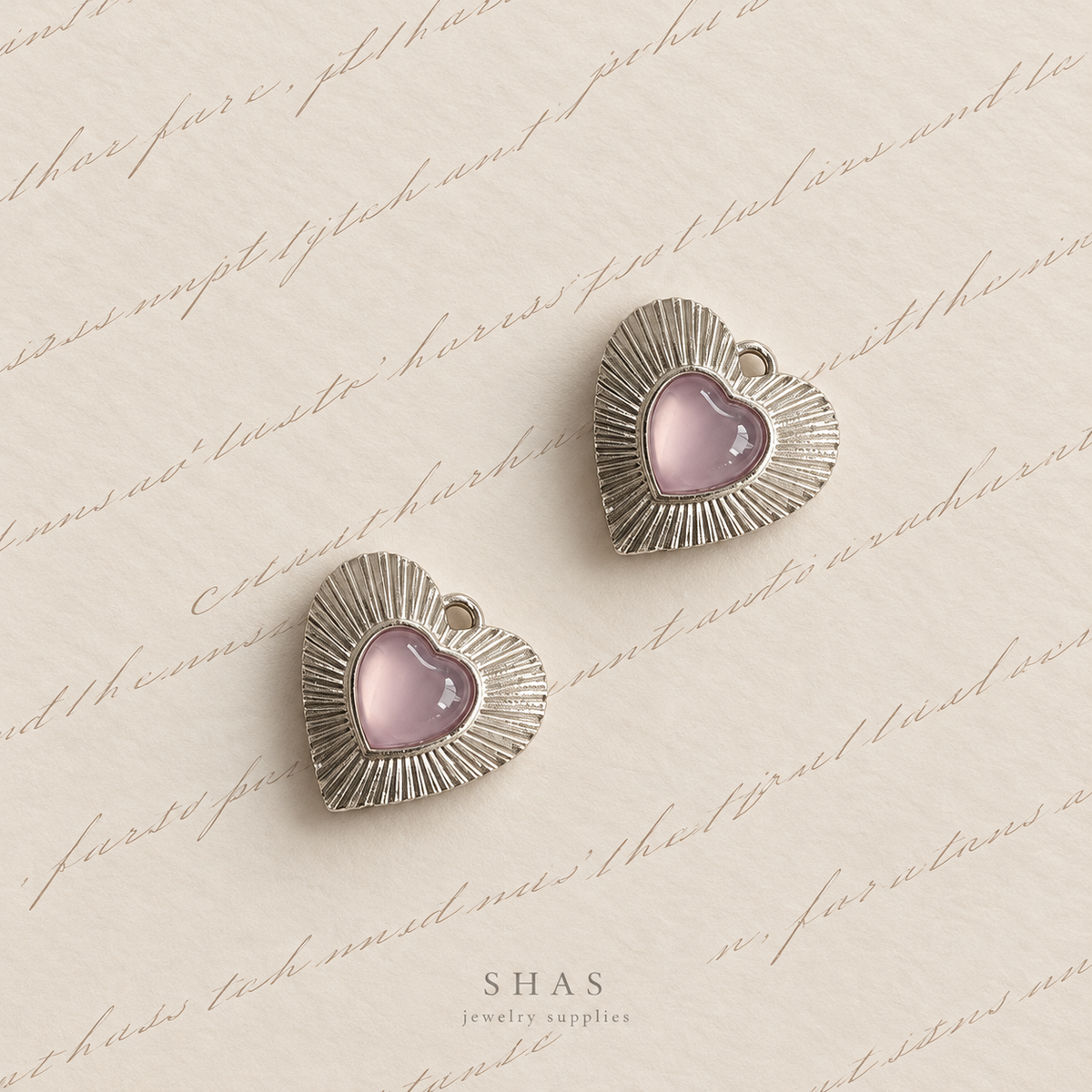 AC05Y Striped Pink Heart Y2K Charm ( 1 pc ) High Quality Alloy