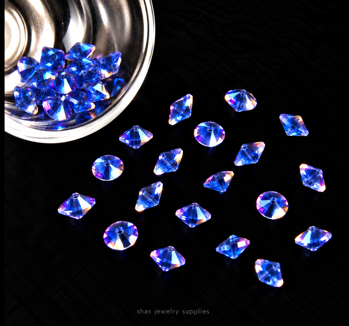 GB81 Saucer Satellite Crystal Beads Holographic Edge ( 1 pc ) 5A Quality