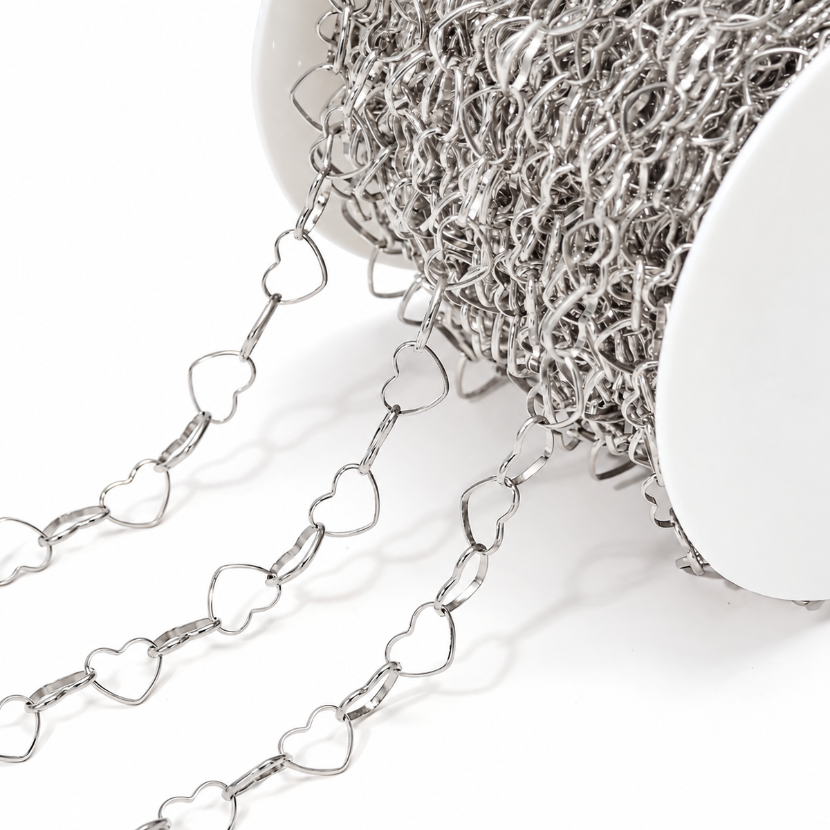 DIYS308 Big Heart link chain silver (1 Feet ) PVD plated