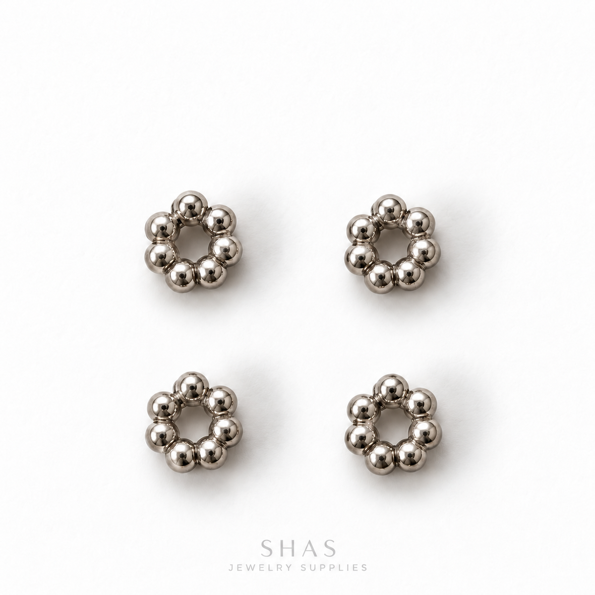 SSB33 Dot Flower Spacer Bead ( 1 pc ) PVD Plated