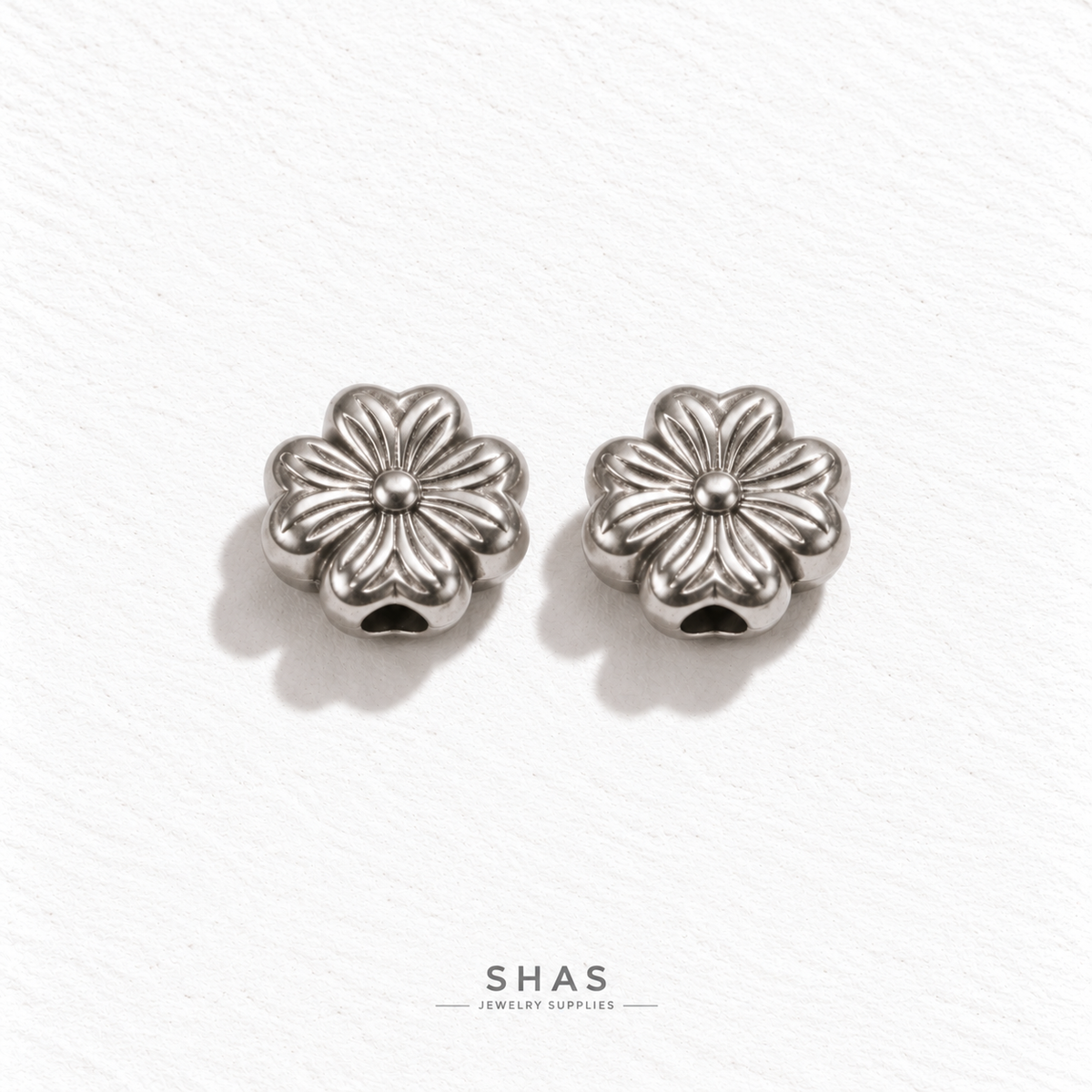 SSB27 Four Petal Flower Spacer Bead ( 1 pc ) PVD Plated