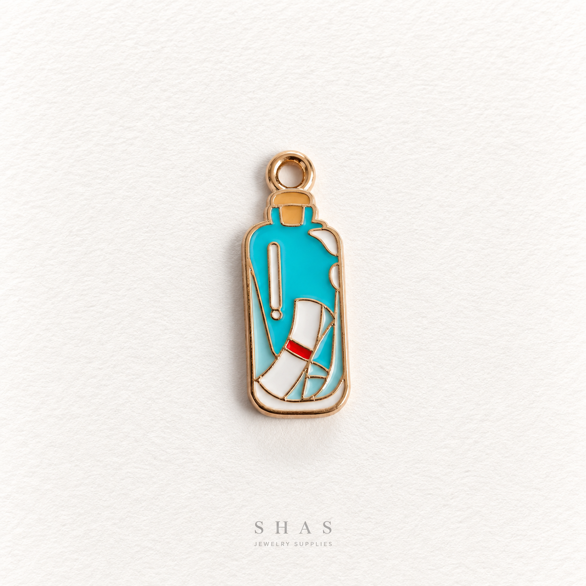 EC09U Ocean message Bottle Enamel Charm ( 1 pc ) High Quality Shine