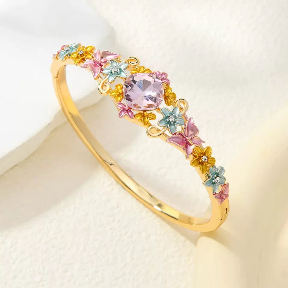 BSJ31C Purple Stone Colorful Bracelet Premium 18k gold PVD plated Brass