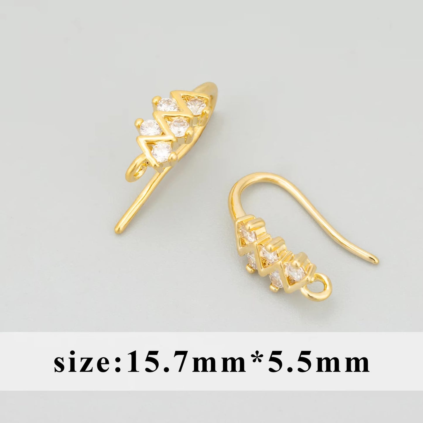 ZS02E Zircon Hook 18k gold Plated ( 2 pc )