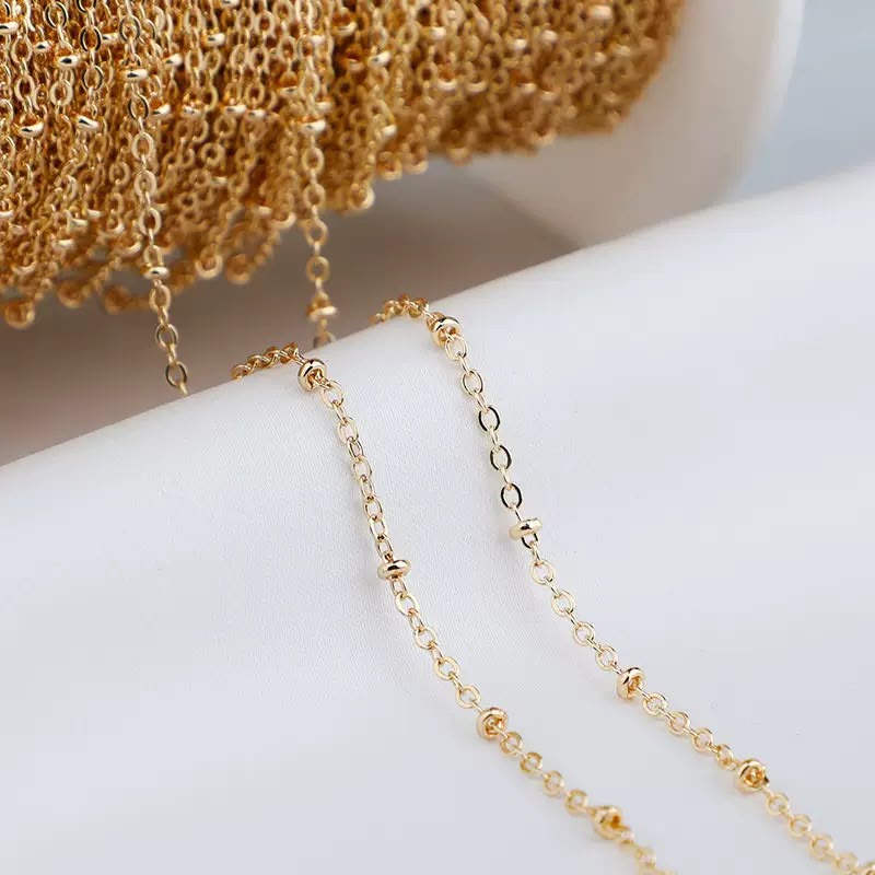 DIYB33 Dainty Ball Chain 14k Gold Plated ( 1 feet )