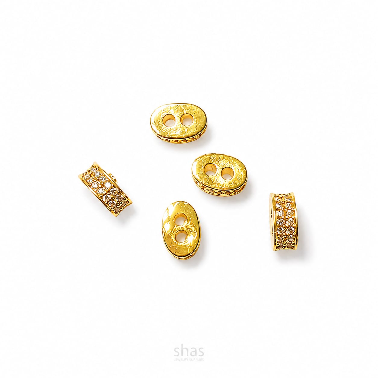 ZSP01V Oval Double Row CZ Spacer Bead ( 1 pc )