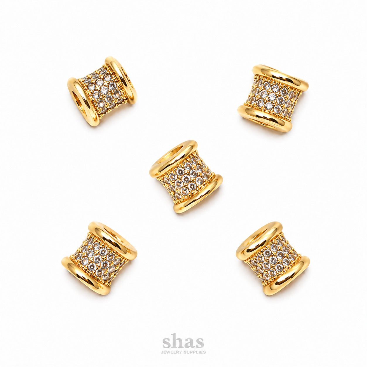 ZSP02K Three Rows With Wheels CZ Spacer Bead ( 1 pc )