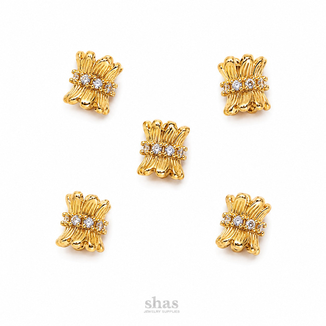 ZSP02L Dual Side Floral CZ Spacer Bead ( 1 pc )