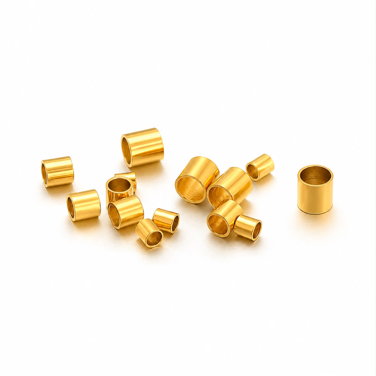 SS 4001 tube crimp bead ( 1 pc ) 18k gold PVD plated