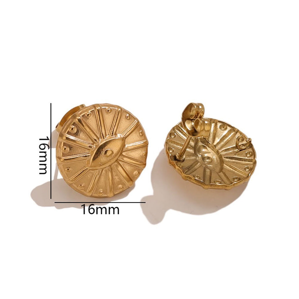 STS66 Round Evil Eye Stud 18k Gold ( 1 pair ) PVD Plated