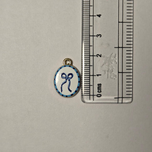 APC01N Blue Bow Alloy Printed Charm ( 1 PC )