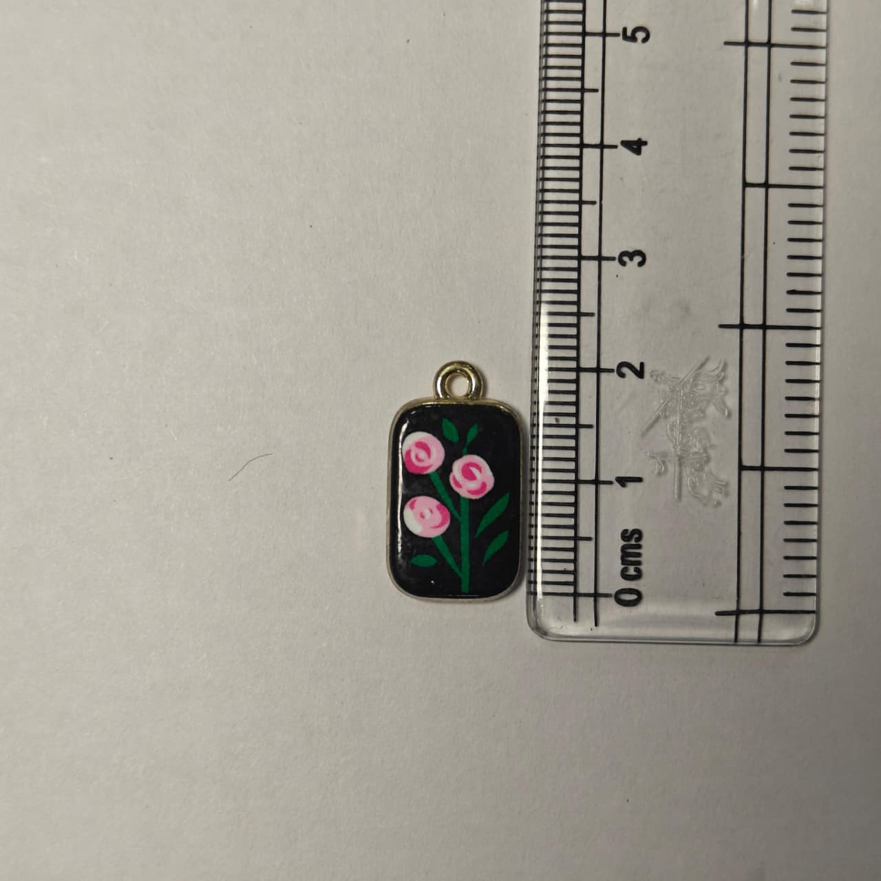 APC01R Black Floral Alloy Printed Charm ( 1 PC )