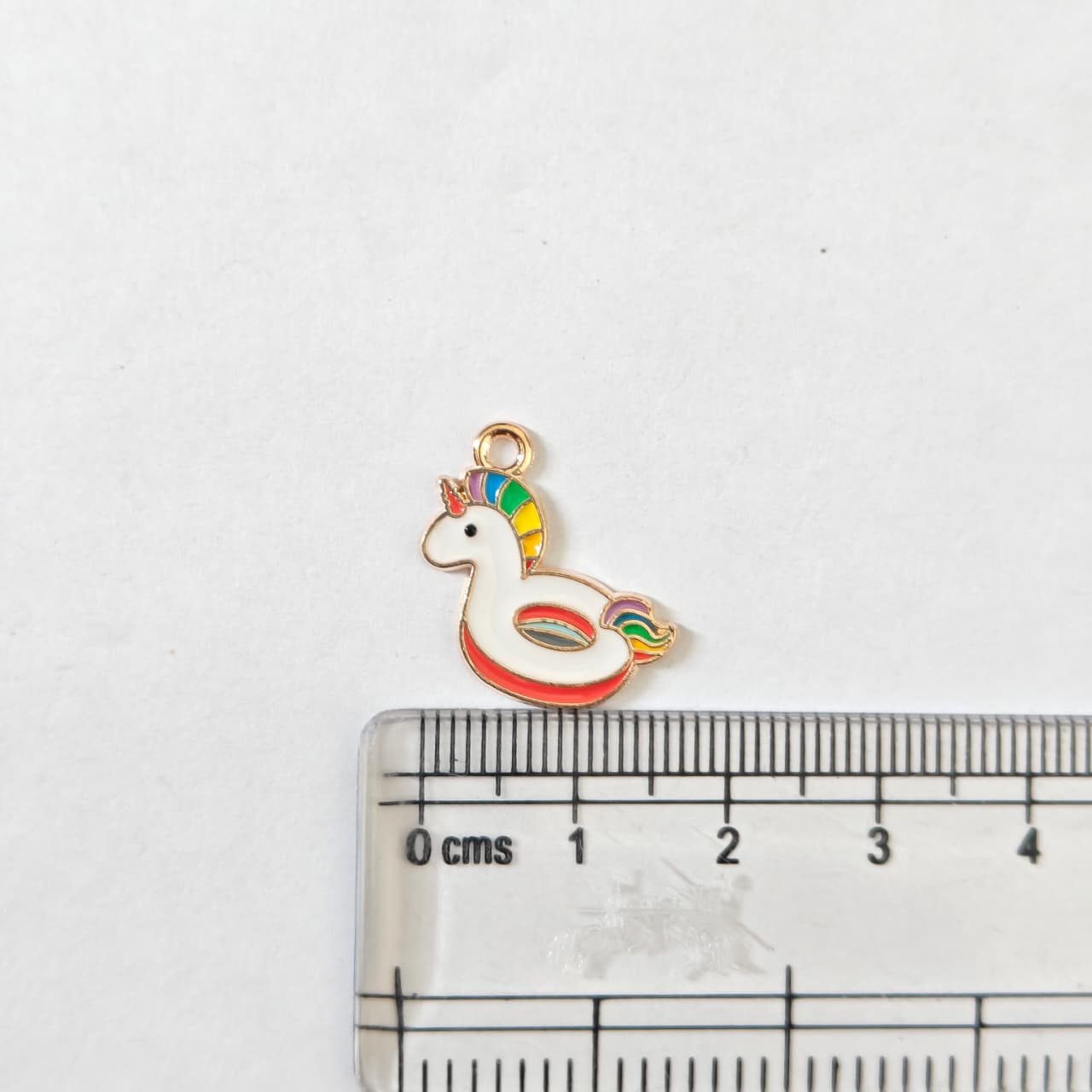EC02F Unicorn Swimming Ring Enamel Charm ( 1 pc ) High Quality Shine