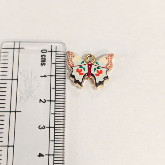APC02B Floral Print Butterfly Alloy Printed Charm ( 1 PC )