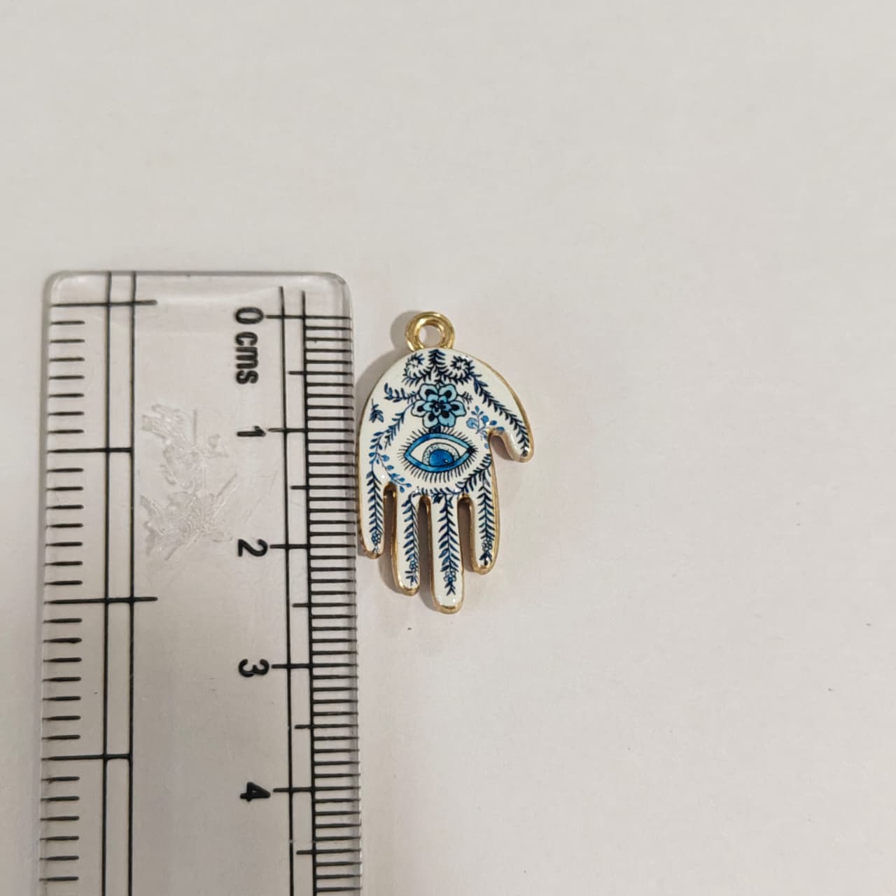 APC02A Floral Print Evil Eye Alloy Printed Charm ( 1 PC )