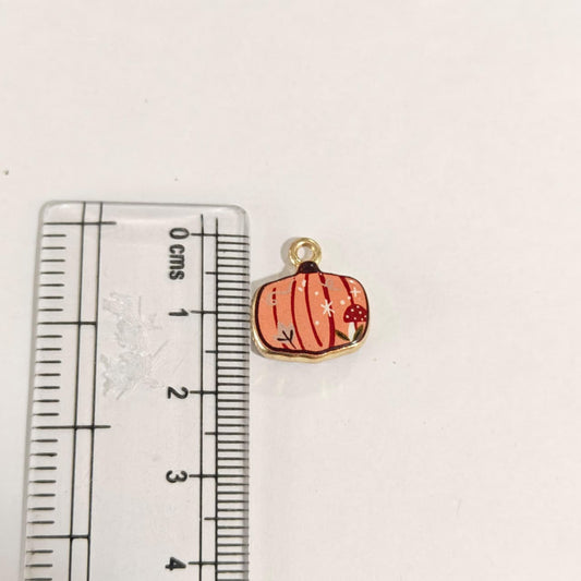 APC02G Pumpkin Alloy Printed Charm ( 1 PC )