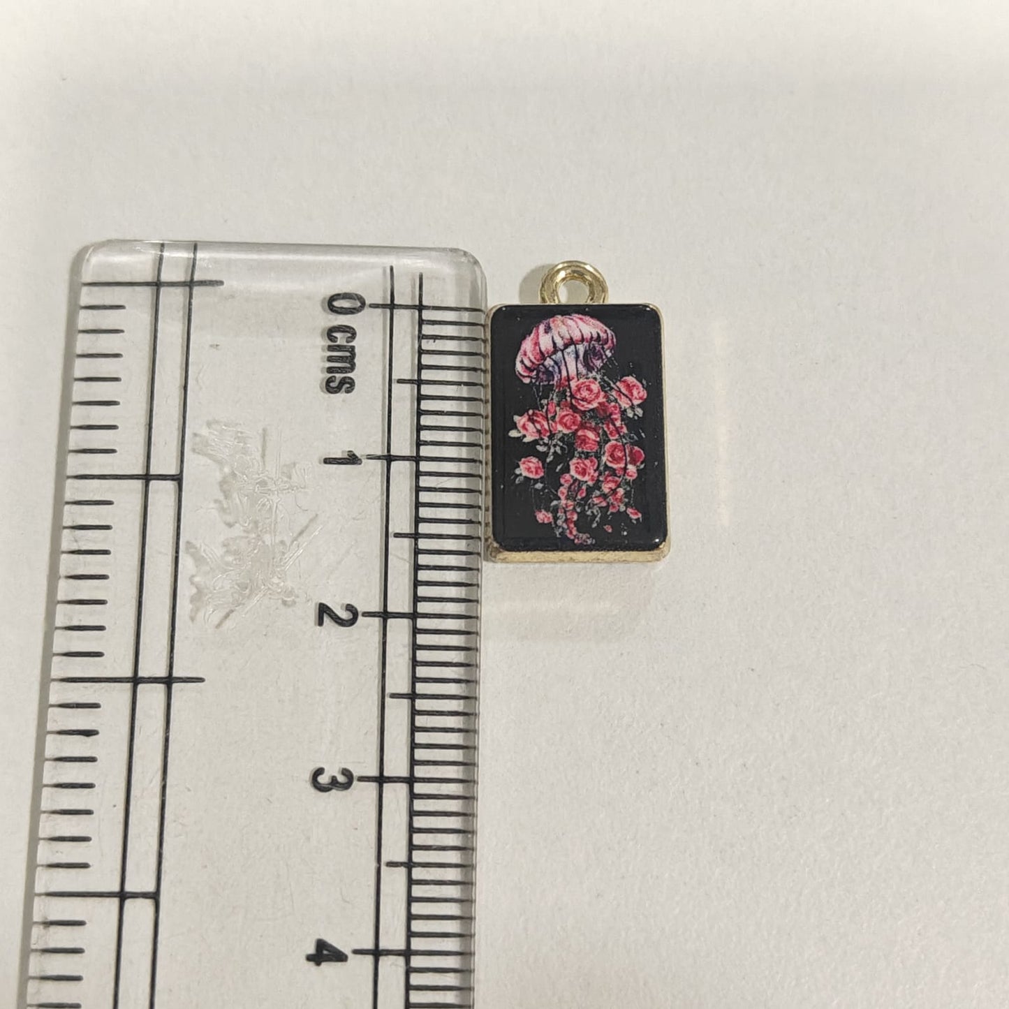APC02H Floral Print Jelly Fish Alloy Printed Charm ( 1 PC )