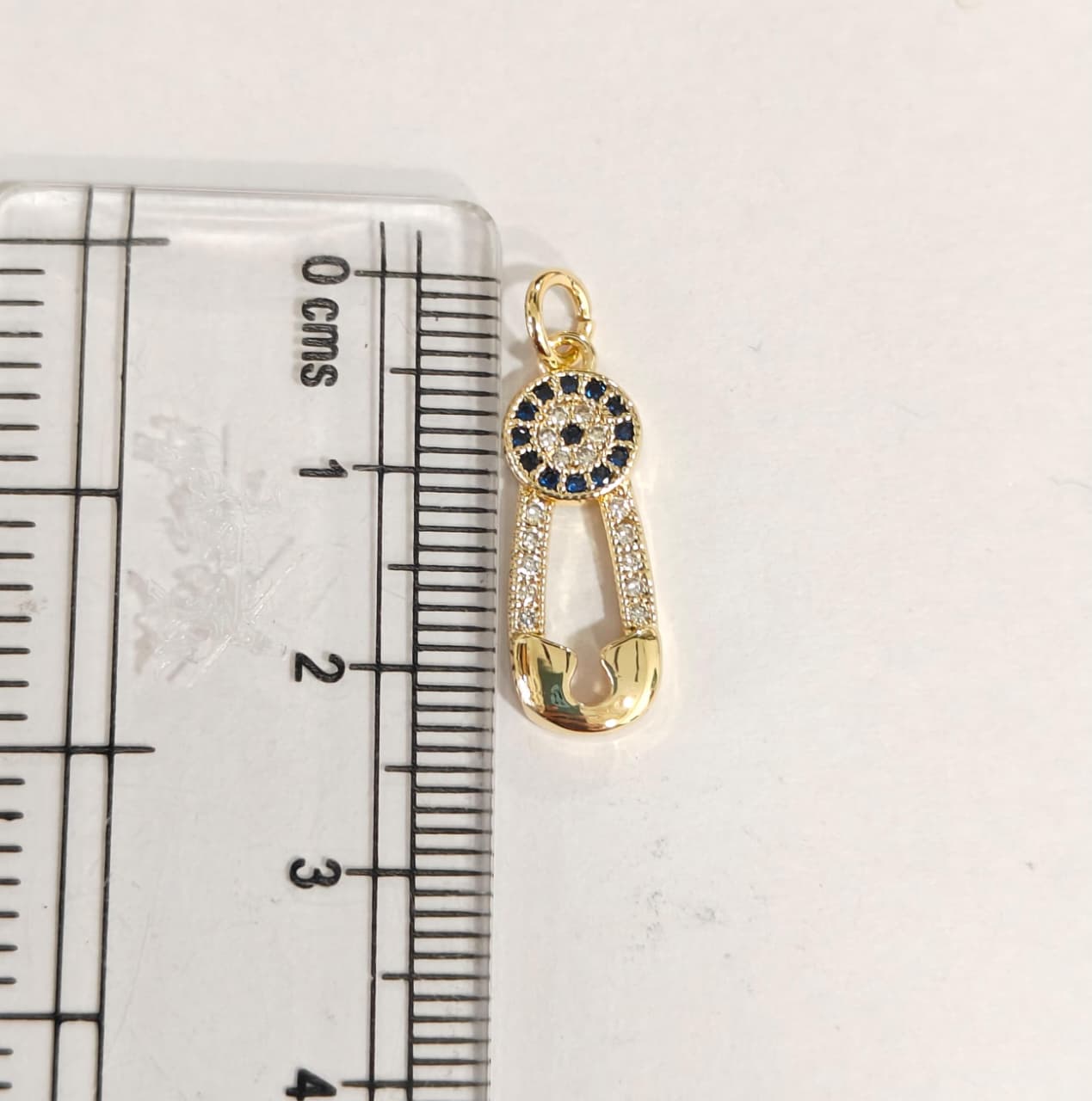 GPC18T Evil Eye Pin Zircon Charm ( 1 PC ) Premium Plated