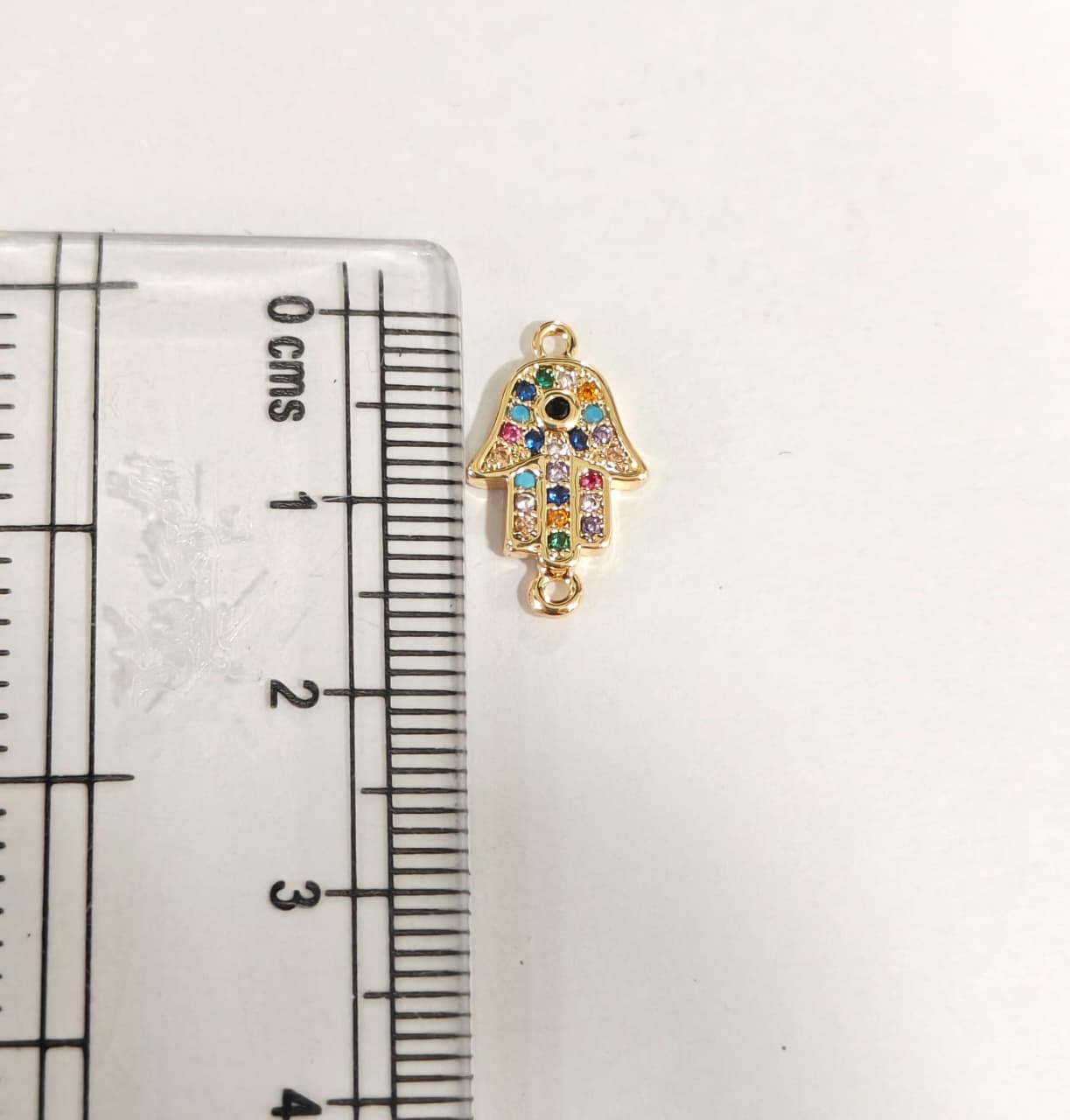GPC18E Hamsa Zircon Connector Charm ( 1 PC ) Premium Plated