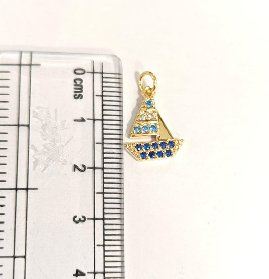 GPC18F Boat Zircon Pendant Charm ( 1 PC ) Premium Plated