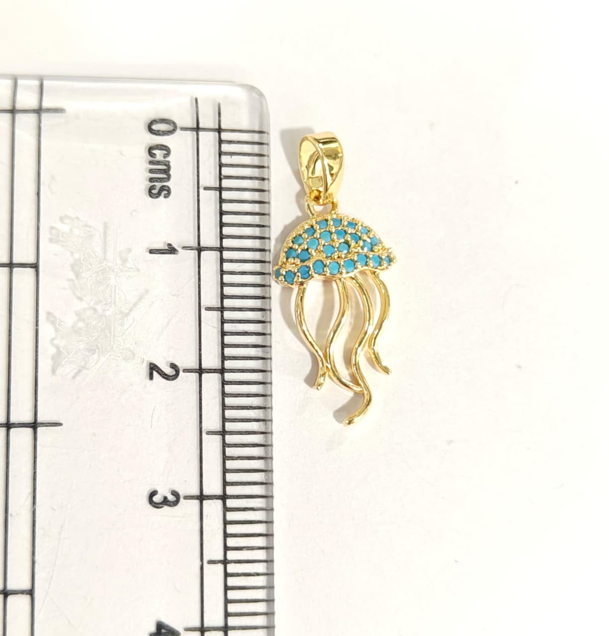 GPC18H Sea Jelly Fish Zircon Pendant Charm ( 1 PC ) Premium Plated