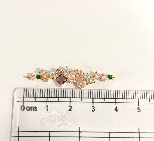 GPC18X Multicolour Zircon Connector Charm ( 1 PC ) Premium Plated