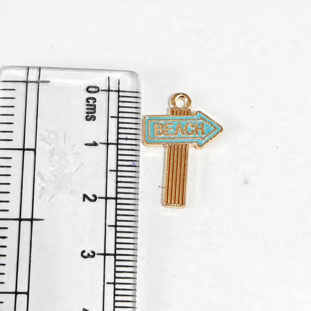 EC03C Beach SignBoard Enamel Charm ( 1 pc ) High Quality Shine