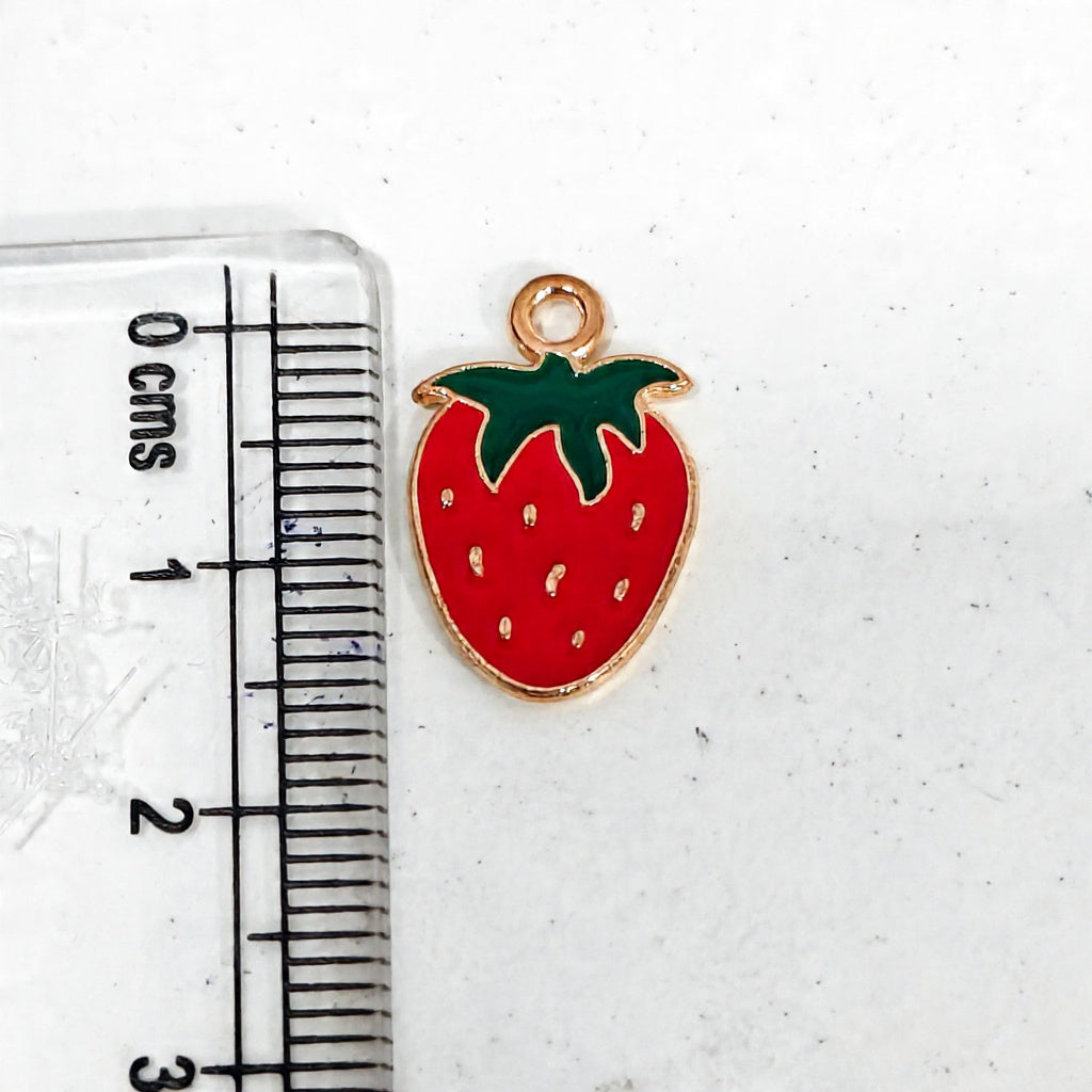 EC04K Strawberry Enamel Charm ( 1 pc ) High Quality Shine