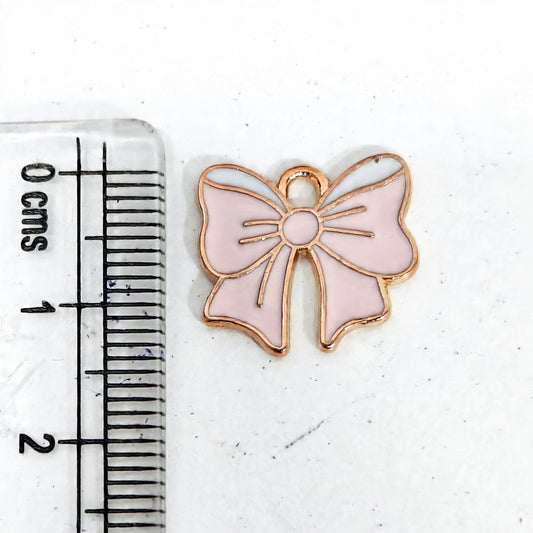 EC03Z Pink Bow Enamel Charm ( 1 pc ) High Quality Shine