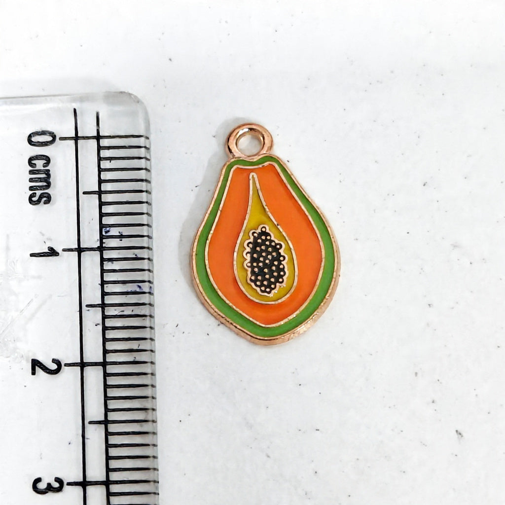 EC04N Papaya Enamel Charm ( 1 pc ) High Quality Shine