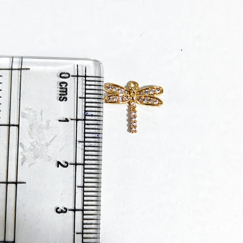 GPC19Z Dragonfly Zircon Pendant Charm ( 1 PC ) Premium Plated