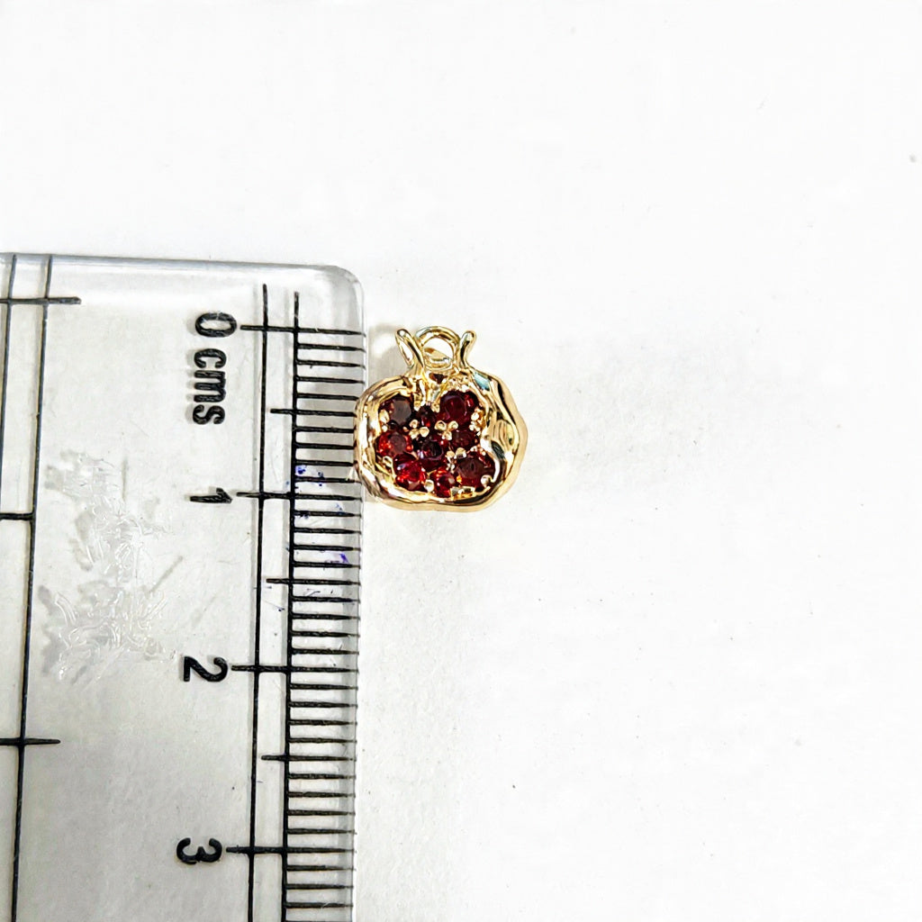 GPC19Y Pomegranate Zircon Pendant Charm ( 1 PC ) Premium Plated