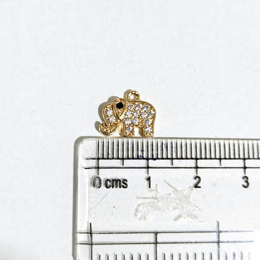GPC20N Elephant Zircon Pendant Charm ( 1 PC ) Premium Plated