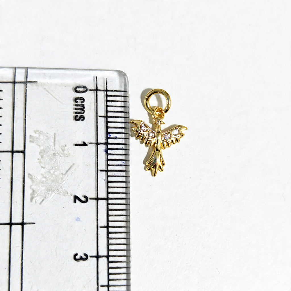 GPC20T Angel Wings Zircon Pendant Charm ( 1 PC ) Premium Plated