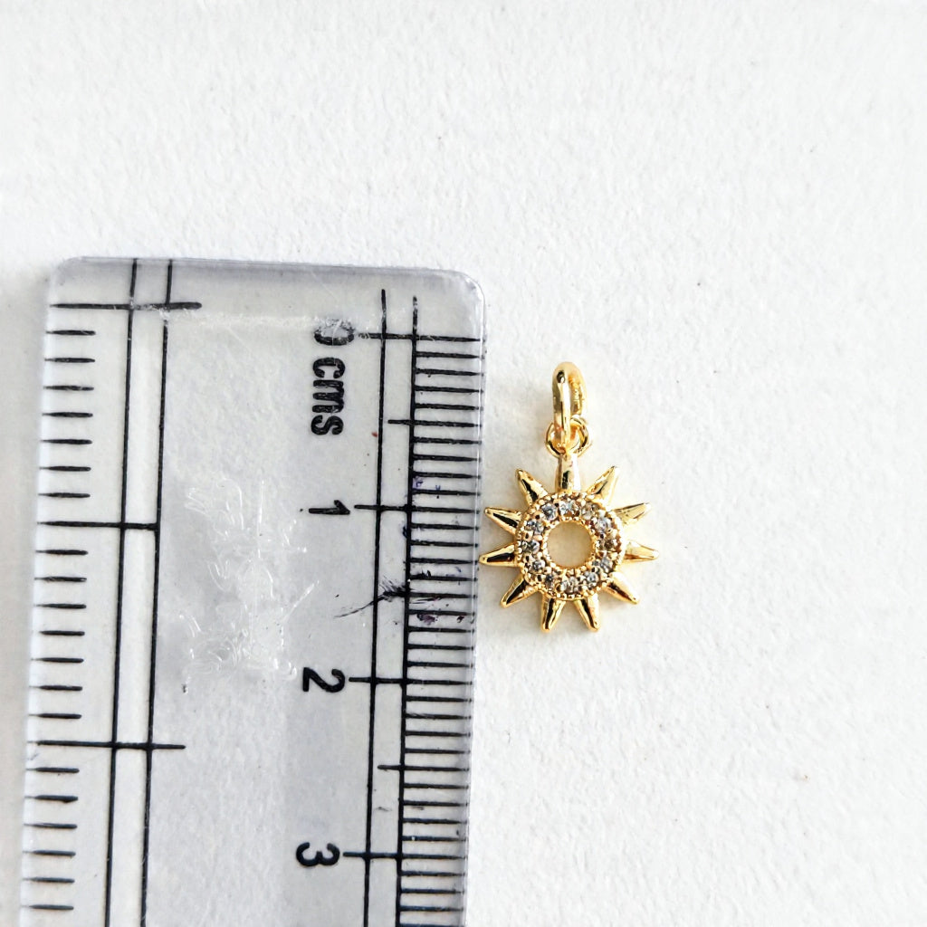 GPC21D Tiny Sun Zircon Pendant Charm ( 1 PC ) Premium Plated