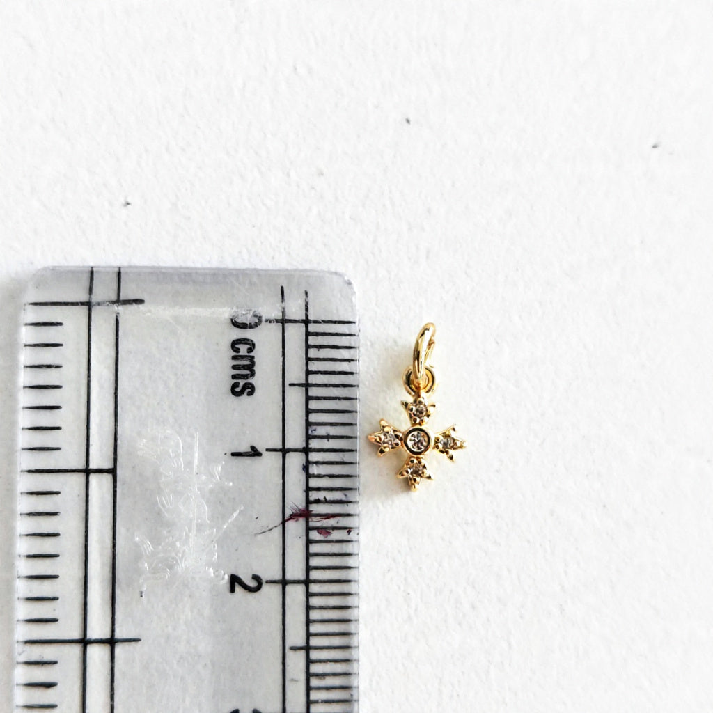 GPC21H Tiny Cross Zircon Pendant Charm ( 1 PC ) Premium Plated