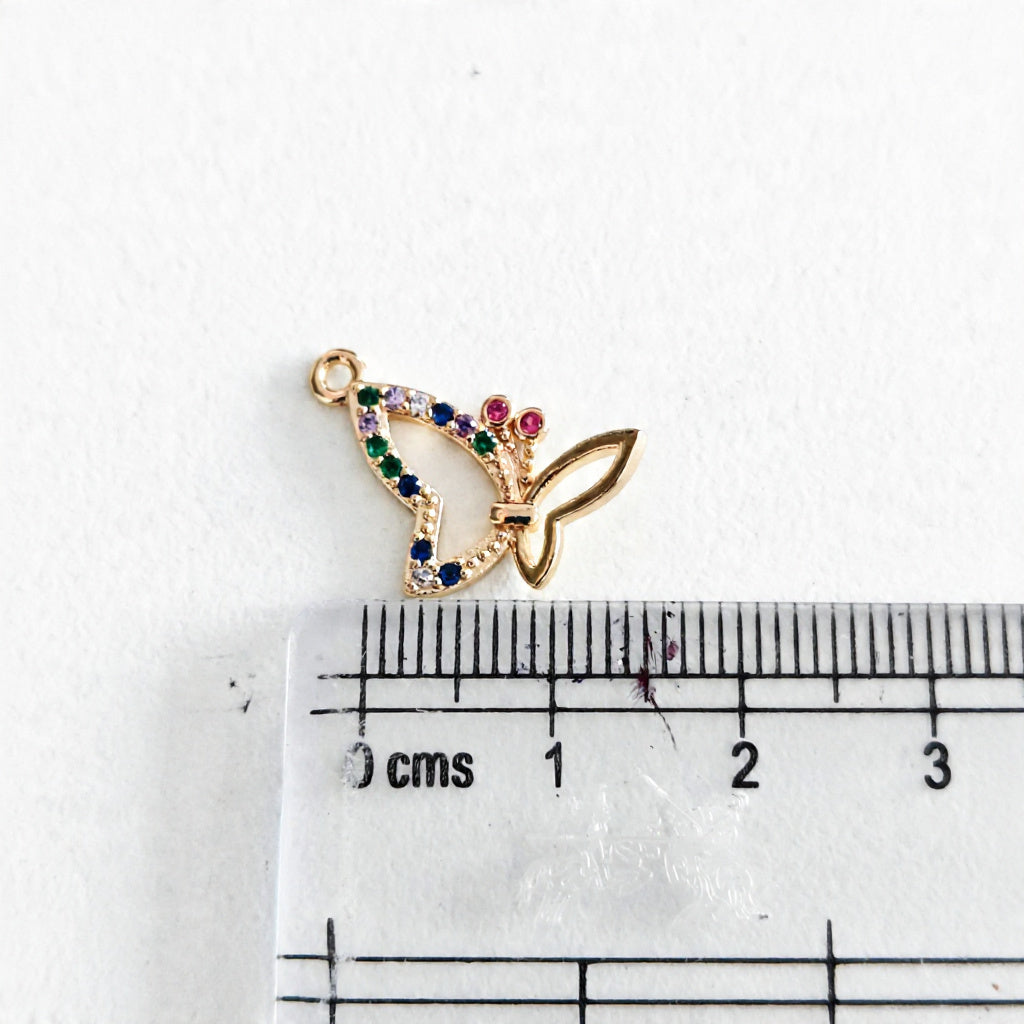 GPC21P Butterfly Multicolour Zircon Pendant Charm ( 1 PC ) Premium Plated